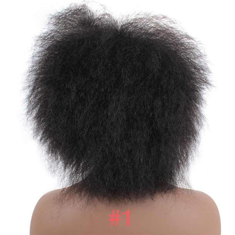 6.5 Inch Synthetic Hair Short Black Kinky Curly Wig - Trendycomfy