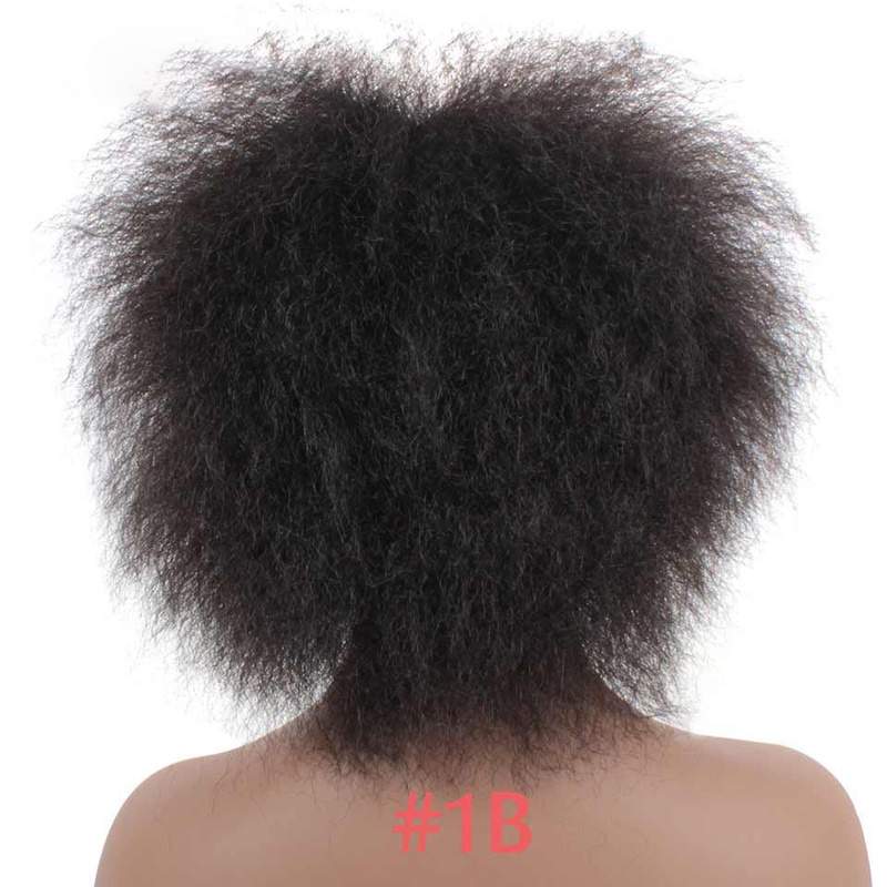 6.5 Inch Synthetic Hair Short Black Kinky Curly Wig - Trendycomfy